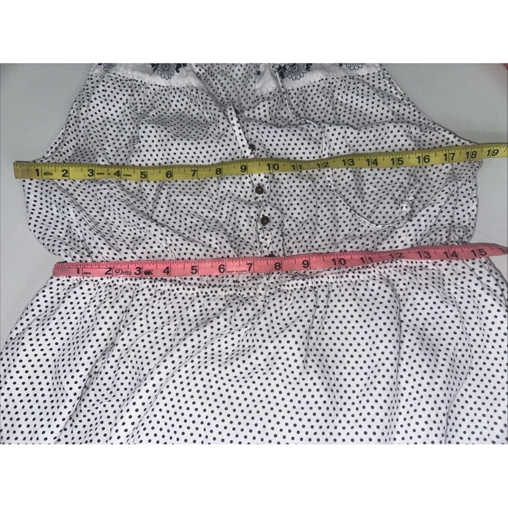 Lucky Brand Women’s Polka Dots Peasant Dress size Large L White Navy - Picture 13 of 14